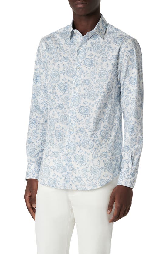 Shop Bugatchi Julian Paisley Print Button-up Shirt In Air Blue