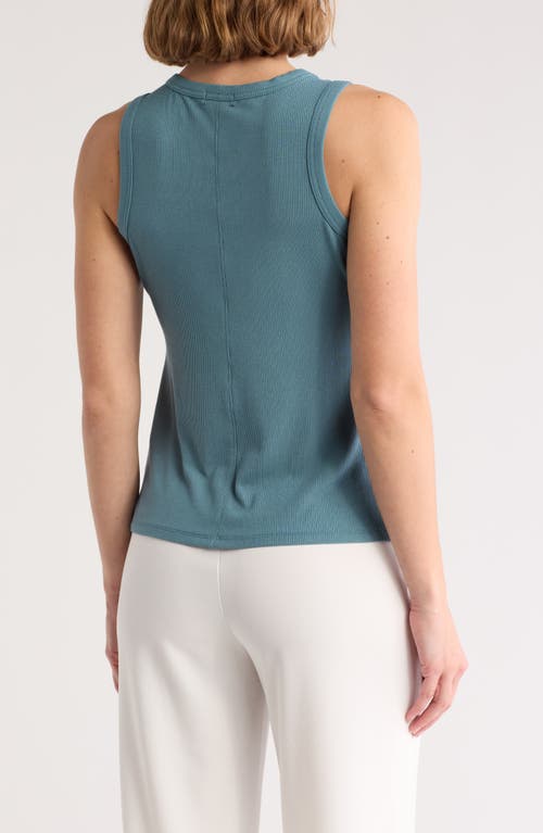 Halogen ® Fitted Ribbed Tank Top In Blue Tapestry