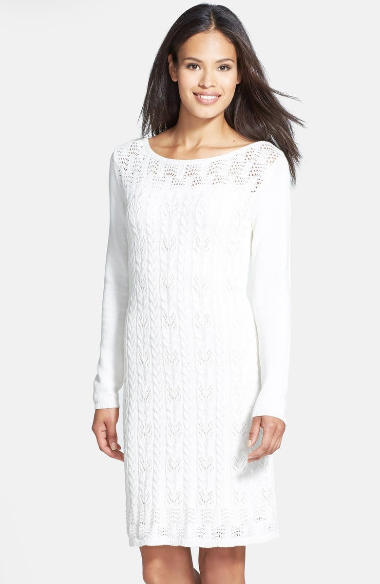 Tahari Cable Knit Cotton Sweater Dress | Nordstrom
