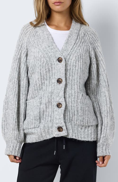 Shop Noisy May Salsa V-neck Cardigan In Light Grey Melange