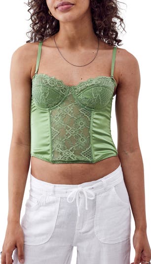 UO Ava Lace & Satin Corset Top  Corset top, Women corset, Corsets and  bustiers