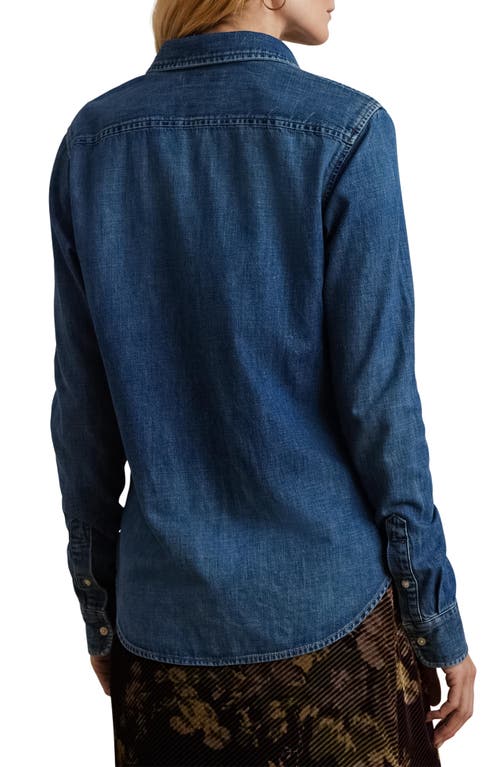 Shop Lauren Ralph Lauren Classic Fit Denim Shirt In Harvest Wash