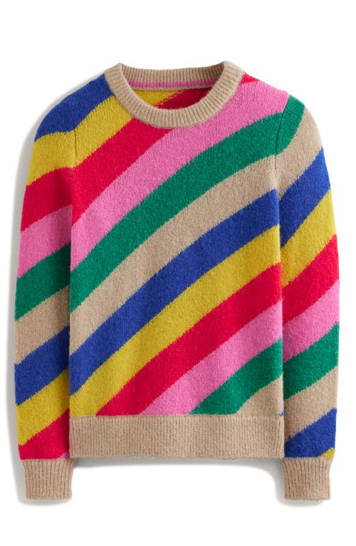 Shop Boden Rainbow Stripe Crewneck Sweater In Multi Rainbow