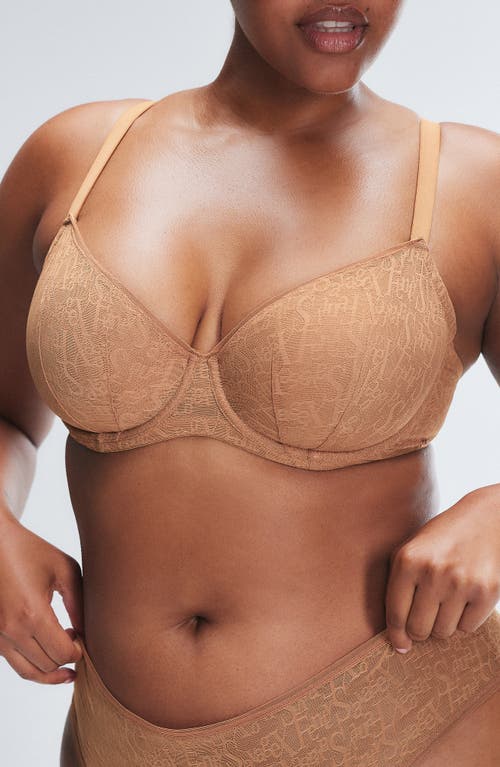 Savage X Fenty Signature Script Lace Underwire Demi Bra In Sweet Latte Nude