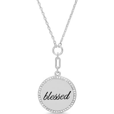 Lesa Michele Blessed Pave Disc Pendant Necklace