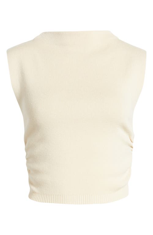 Shop Bella Dahl Mock Neck Crop Linen Blend Sweater Tank In Seashell Sand