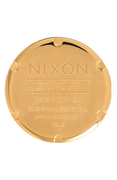 Shop Nixon Porter Round Leather Strap Watch, 40mm In Black/gold