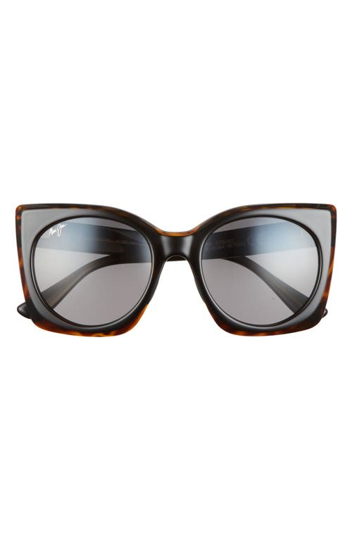 Maui Jim Pakalana 52.5mm Polarized Plus2® Cat Eye Sunglasses in Black With Tortoise Interior