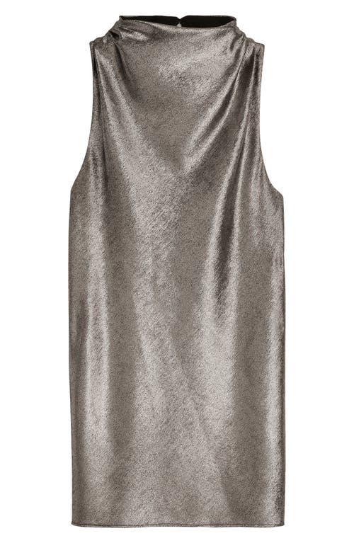 Shop Donna Karan New York Metallic Cowl Neck Sleeveless Top In Silver