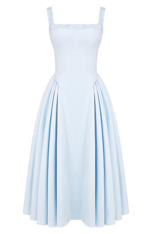 Shop House Of Cb Dorothy B Pima Cotton Blend Cocktail Midi Dress In Nan Tucket Breeze