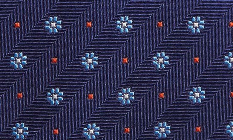 Shop David Donahue Neat Floral Silk Tie In Navy