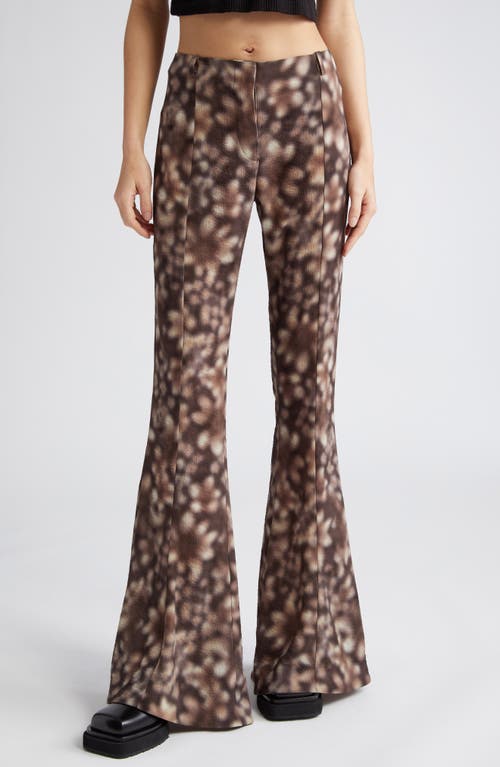 Acne Studios Pippen Blur Flower Crepe Gauze Flare Pants Brown at Nordstrom, Us