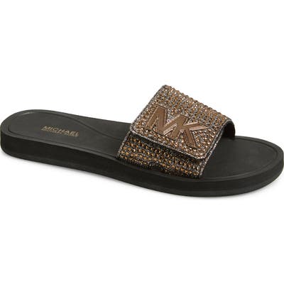 Michael Michael Kors Mk Logo Slide, Metallic