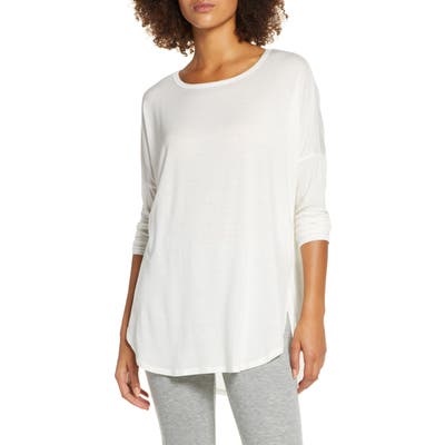 Groceries Apparel Karly Long Sleeve Curved Hem Tee, White