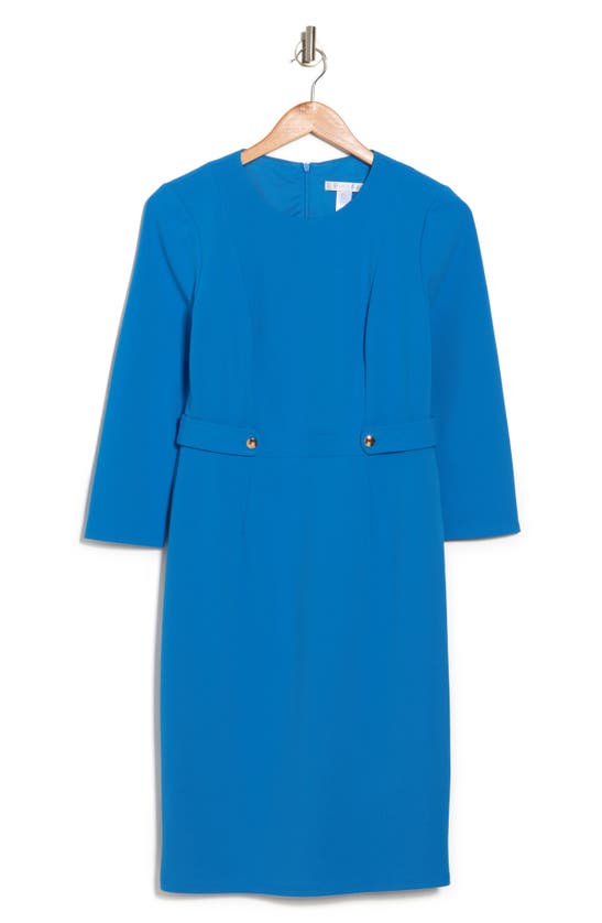 London Times Three-quarter Sleeve Sheath Dress In Ocean Blue
