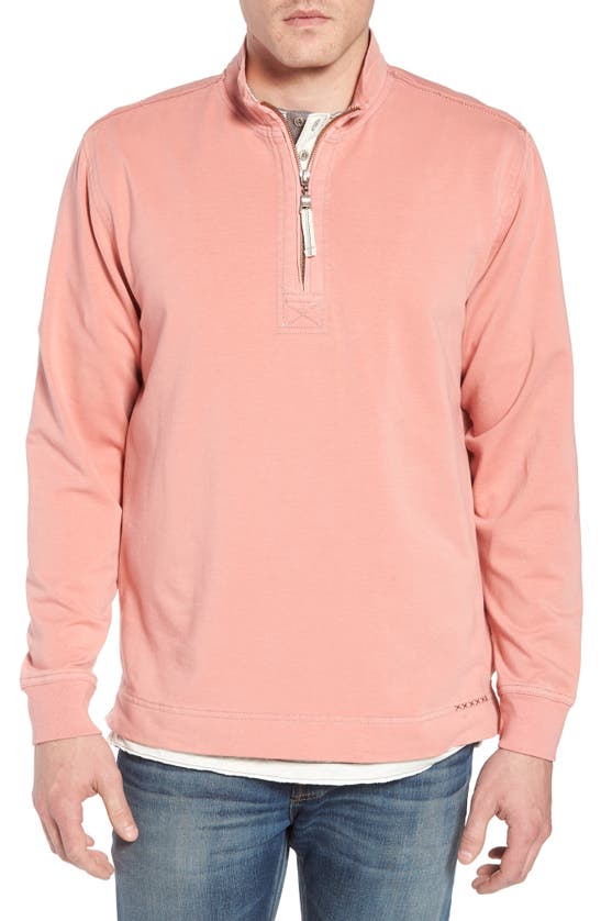 True Grit Quarter Zip Fleece Pullover In Coral