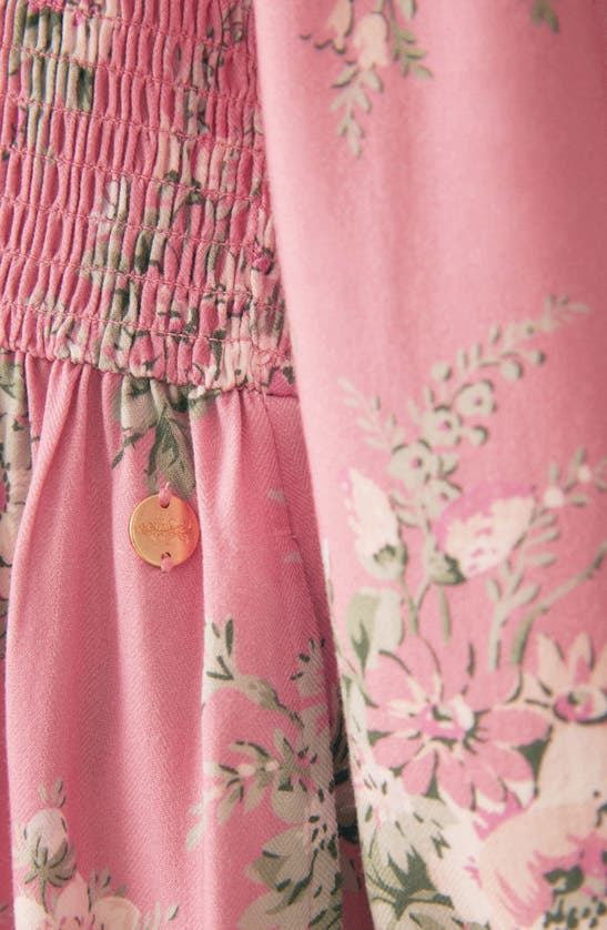 Shop Laura Ashley Kids' Smocked Long Sleeve Midi Dress In Pink Floral