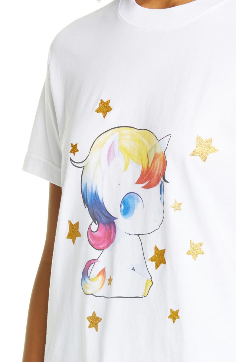 VETEMENTS Heartbreaker Unicorn Graphic Crop Cotton Tee, Alternate, color, 