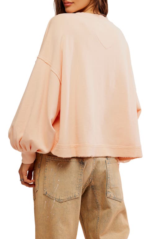 Shop Free People Trish Balloon Sleeve Sweatshirt In Summer Peach