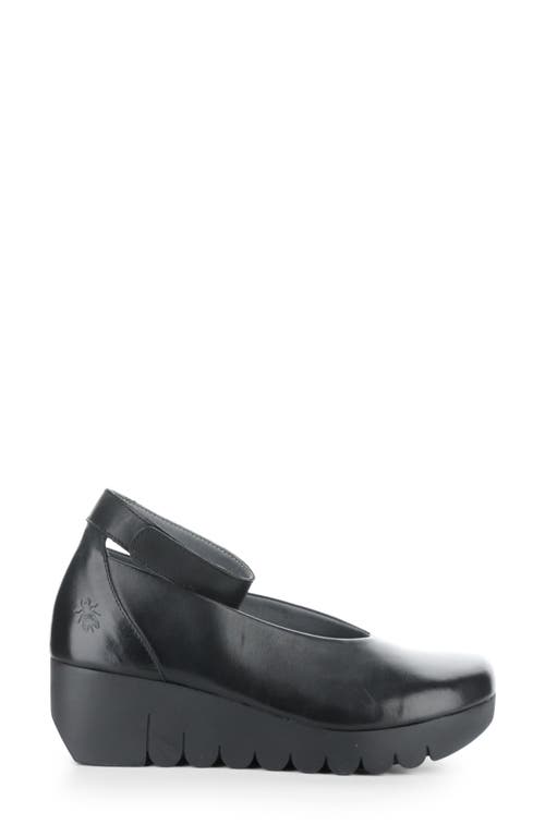 Shop Fly London Vily Ankle Strap Platform Wedge Pump In Black Burn