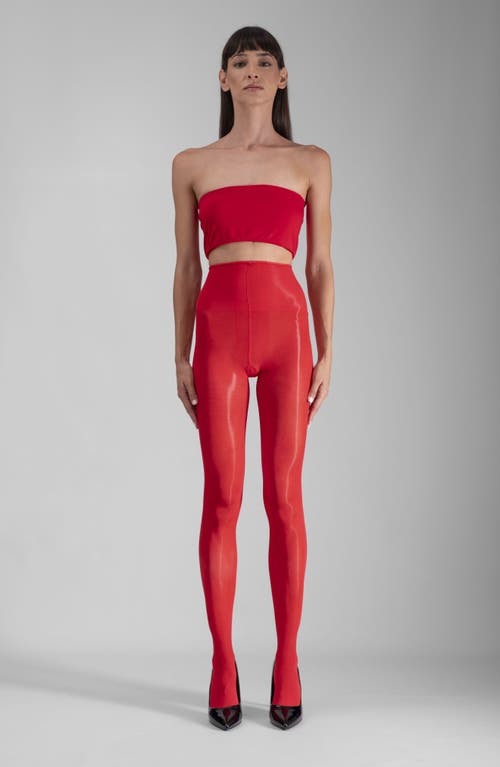 Lechery Women's Lustrous Silky Shiny 40 Denier Semi-opaque High-waist Pantyhose Tights Sku11003-bl In Red