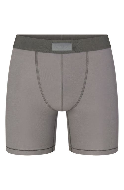 Shop Skims 5-inch Cotton & Modal Blend Boxer Briefs In Washed Gunmetal