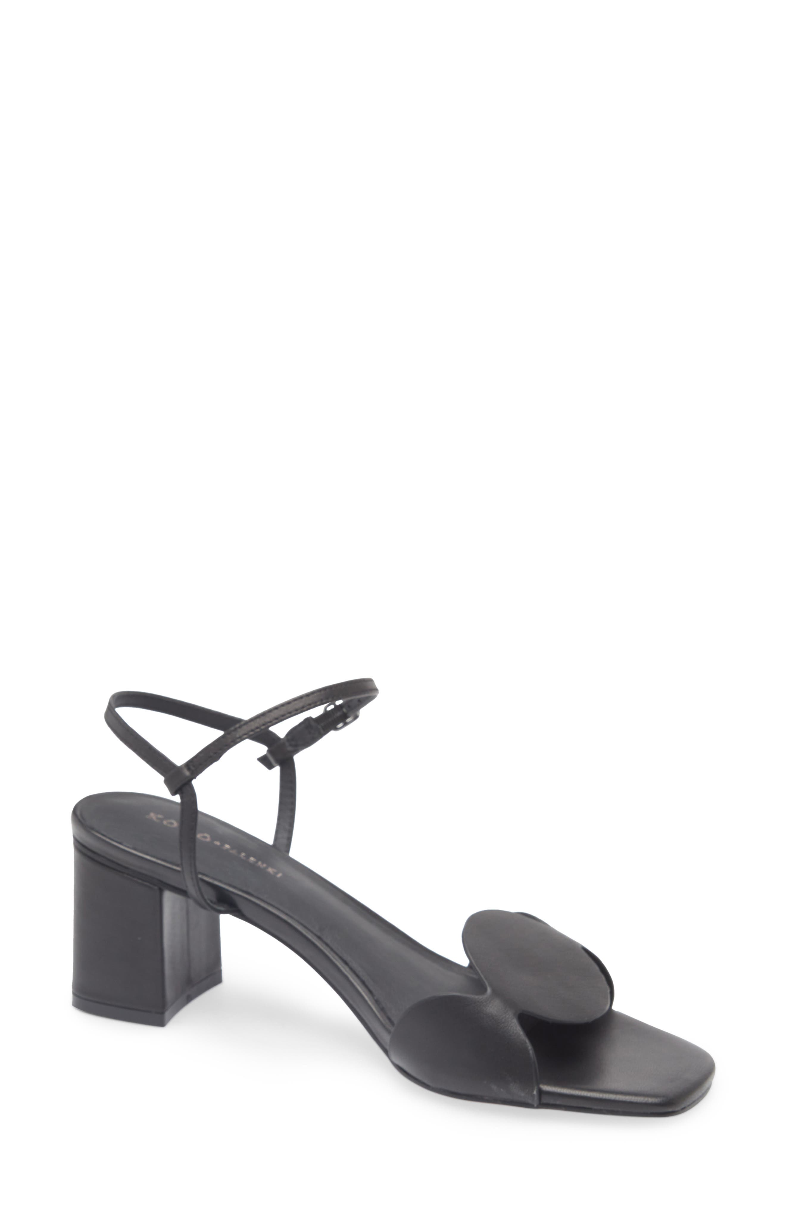 KOKO + PALENKI Sphere Ankle Strap Sandal in Black Leather Cover