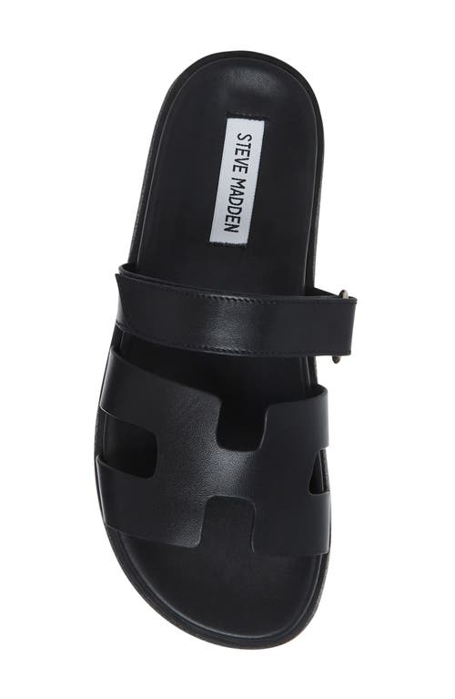 Steve Madden Womens Black Missile Multi-strap Flat Leather Sandals In Black