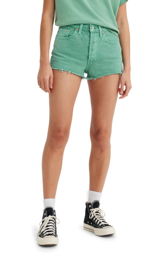 Shop Levi's 501® High Waist Cutoff Denim Shorts In Dusty Beryl Green Short