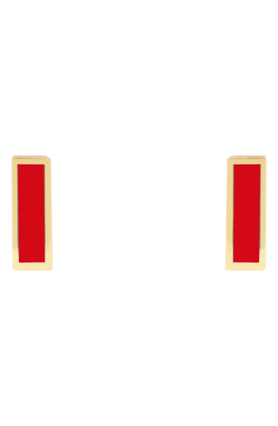 House Of Frosted Bar Stud Earrings In Red