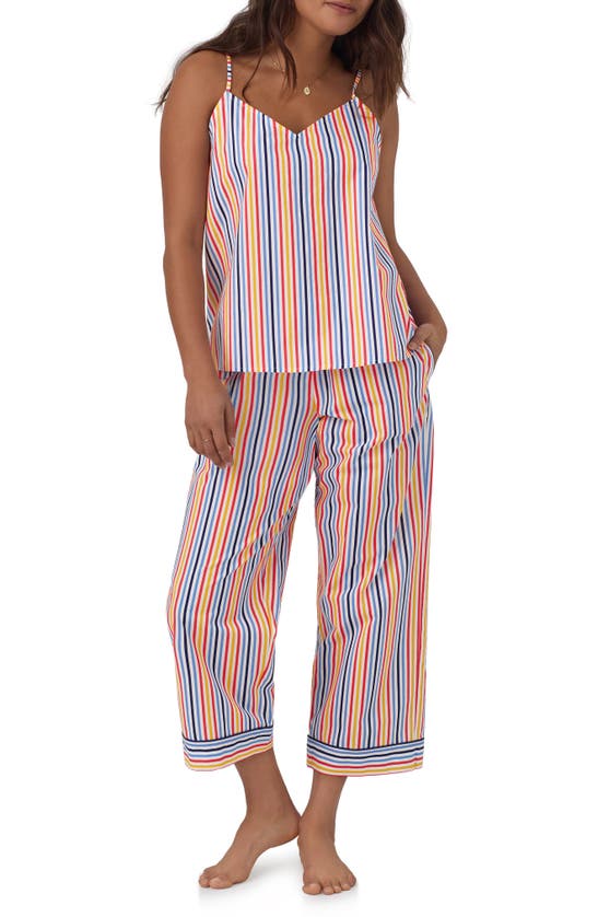 Shop Bedhead Pajamas Stripe Crop Organic Cotton Pajamas In Maritime Stripe