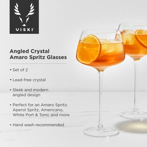 Viski Angled Crystal Amaro Spritz Glasses In Clear