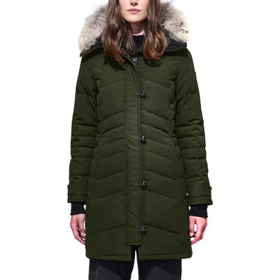 Canada Goose Lorette Hooded Down Parka With Genuine Coyote Fur Trim, (2) - Green