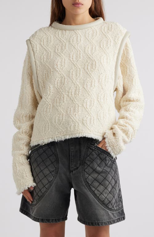 Isabel Marant Ladiva Cable Stitch Raw Hem Wool Blend Sweater Ecru at Nordstrom, Us