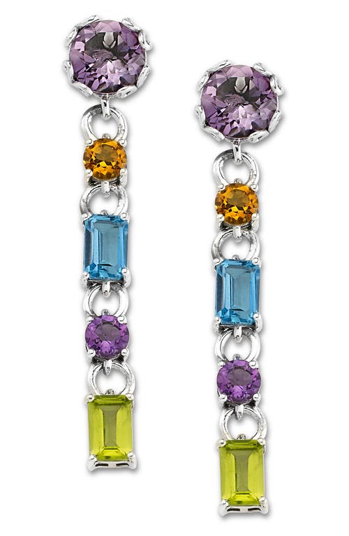 Samuel B. Multi Stone Drop Earrings In Silver/purple Multi
