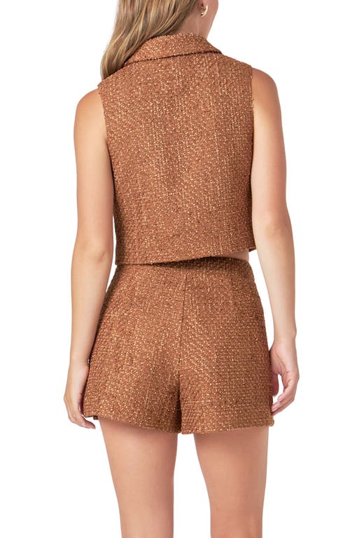 Endless Rose Tweed Vest In Camel