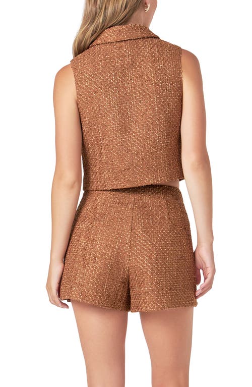 Shop Endless Rose Tweed Vest In Camel