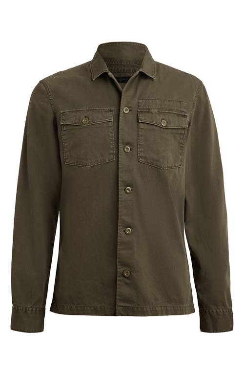 Shop Allsaints Spotter Cotton Denim Button-up Shirt Jacket In Cargo Green