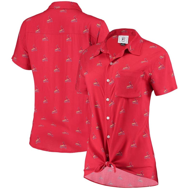 Foco Red St. Louis Cardinals All Over Logos Button-up Shirt