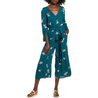 Billabong Crossover Back Crop Jumpsuit, Blue