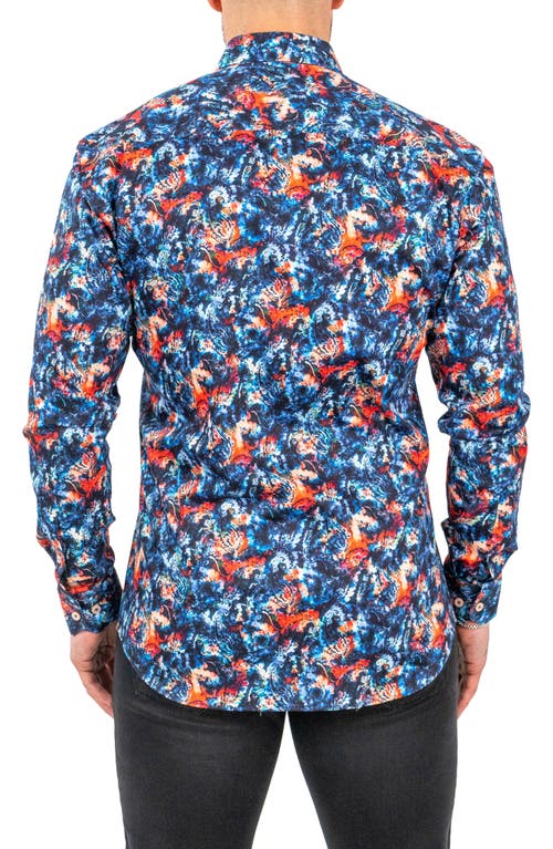 Maceoo Fibonacci Absolem Blue Contemporary Fit Button-up Shirt In Blue