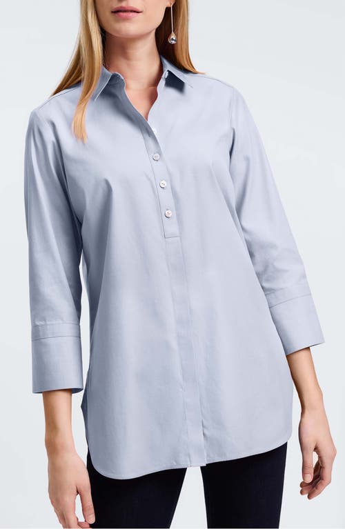 Shop Foxcroft Madison Popover Cotton Oxford Shirt In Blue Wave