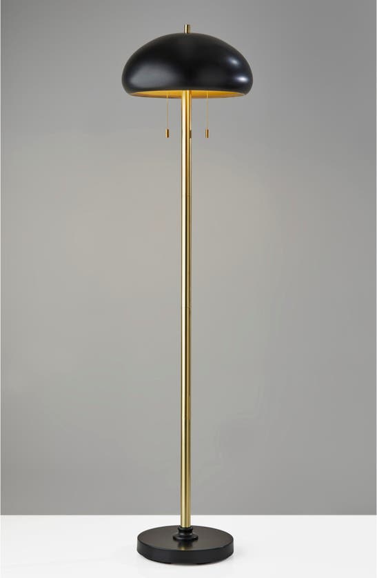 Adesso Lighting Cap Floor Lamp In Black Antique Brass
