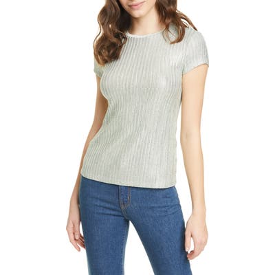 Ted Baker London Catrino Metallic Stripe Fitted Tee, (fits like 4-6 US) - Green