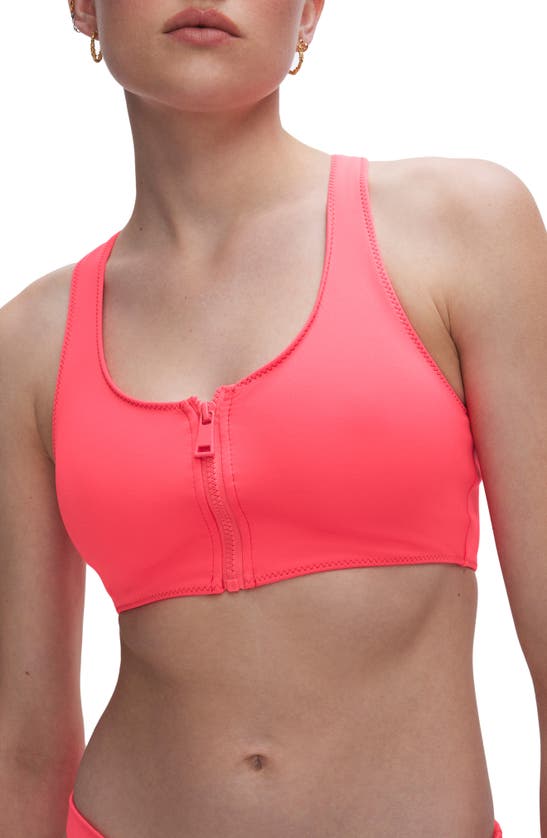 GOOD AMERICAN GOOD AMERICAN COMPRESSION ZIP-UP SPORTS BRA