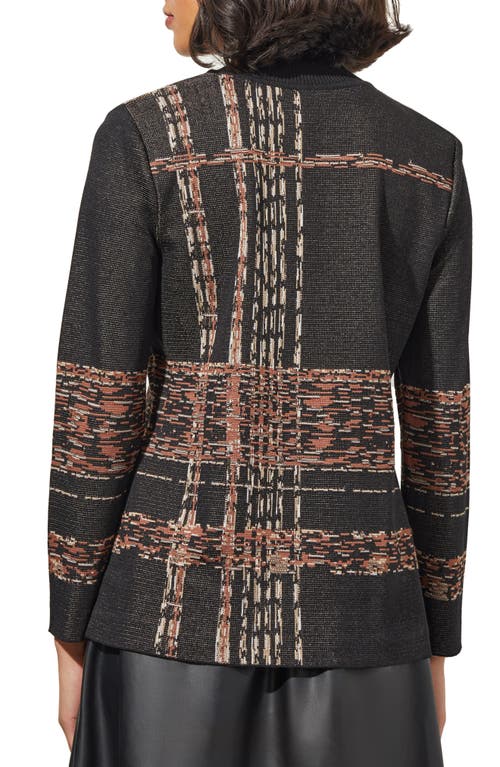 Shop Ming Wang Mock Neck Jacquard Tunic In Black/chestnut/ivory