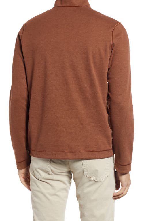 Shop Johnston & Murphy Reversible Quarter Zip Pullover In Rust/oatmeal