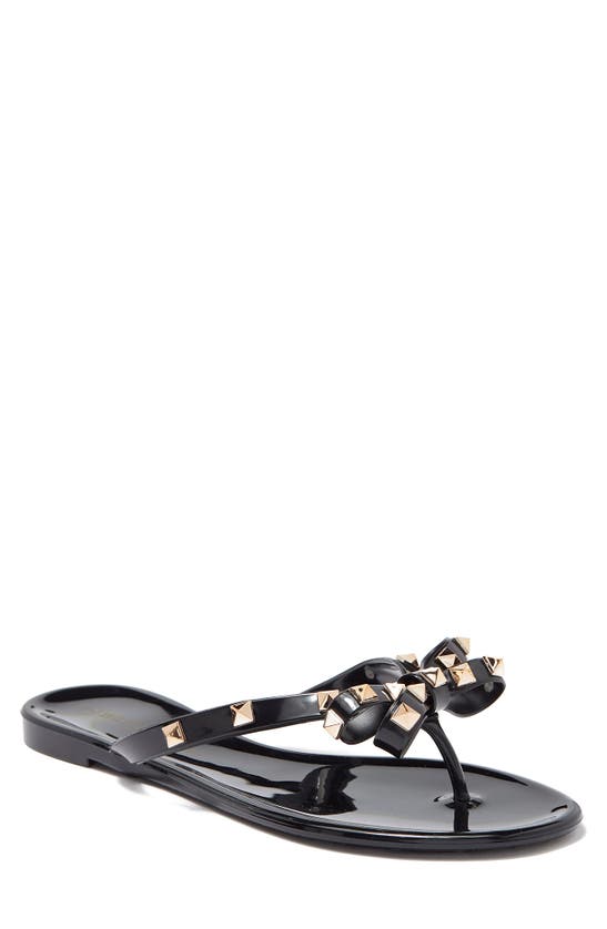 Wild Diva Lounge Studded Jelly Sandal In Black