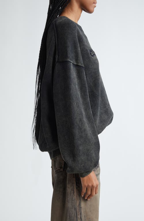 Alexander Wang Debossed Logo Oversize Crewneck Sweater In Storm Bleach Out