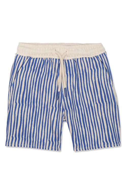 Mon Coeur Kids' Stripe Drawstring Shorts In Natural/baja Blue